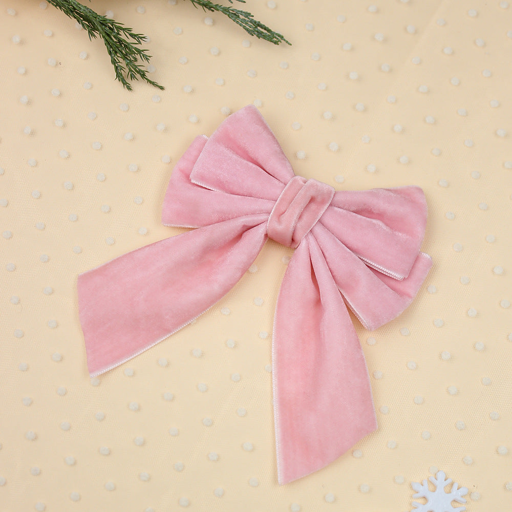 Wholesale 5pcs A-grade Velvet Christmas Velvet Ribbon Bow Sweet Hair Clip